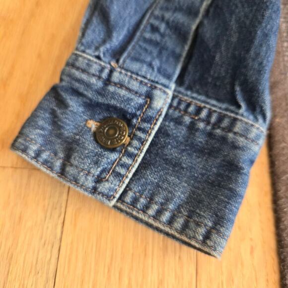 Vintage Eddie Bauer Denim Long Sleeve Tie Waist Blue Button Down Jean Dress - Picture 9 of 11